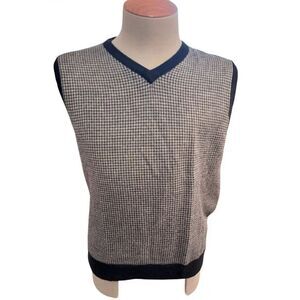Sette Ponti Men’s Merino Wool  Pullover Vest Large V-Neck Houndstooth